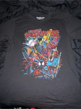 Spiderman Across the Spider-Verse Multicolor Graphic Tee - Black